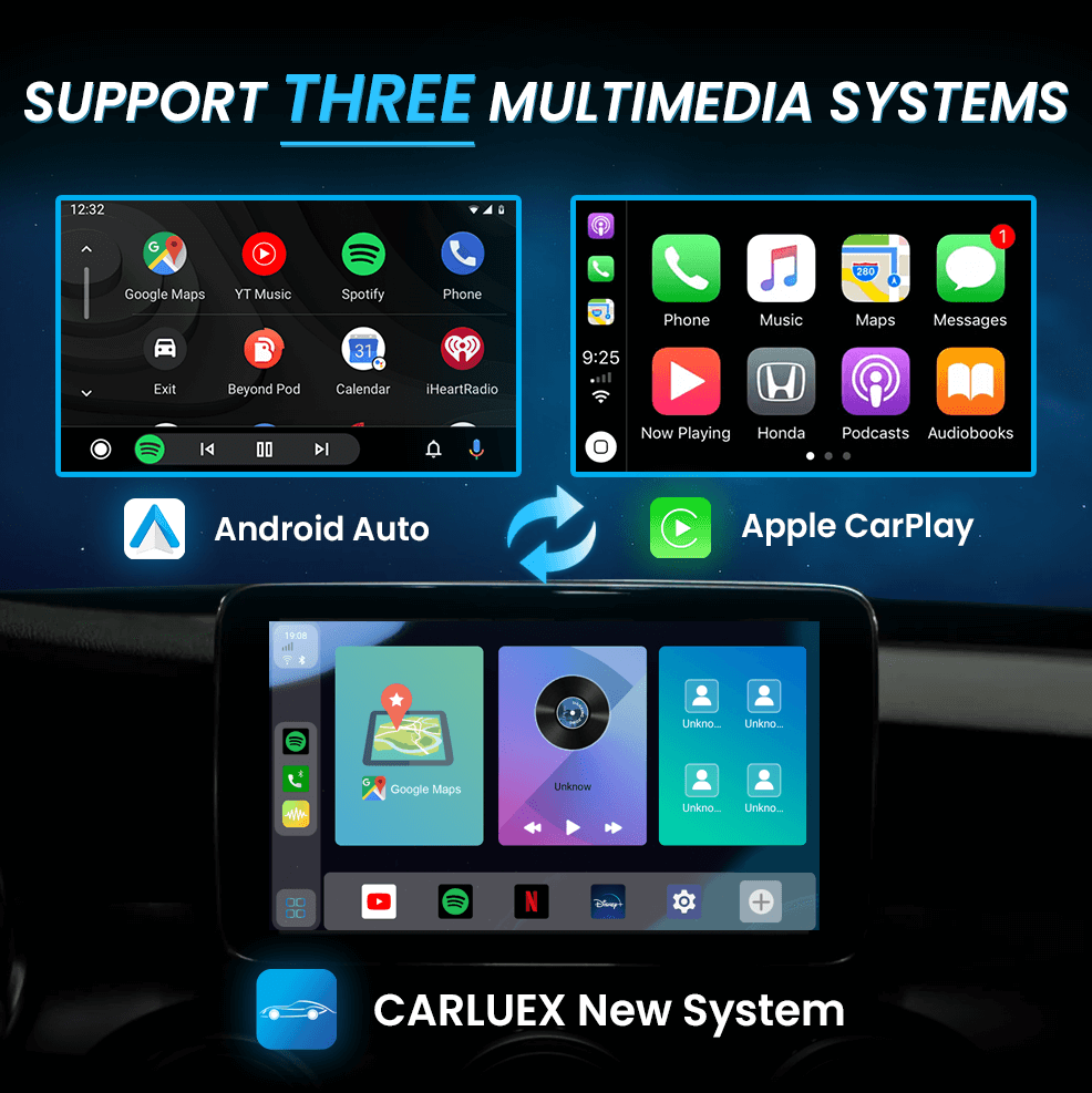 CARLUEX PRO PLUS - Support Three multi-media systemns(Android Auto, Apple CarPlay, CARLUEX New System)